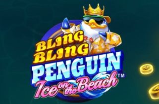 Icône de la fente Bling Bling Penguin Ice On The Beach