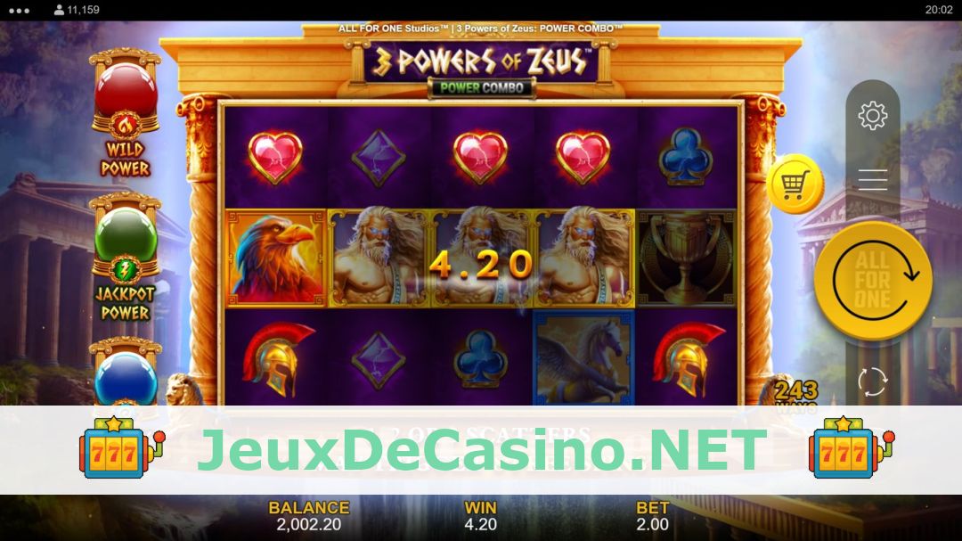 Démo de la machine à sous 3 Powers of Zeus Power Combo