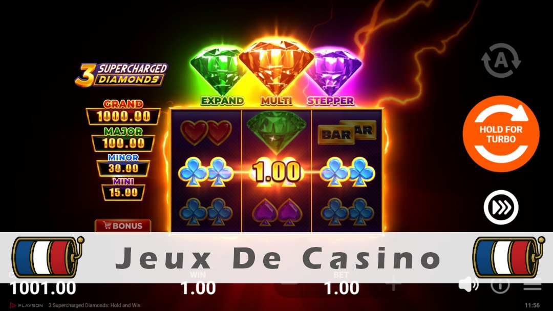 Démo de la machine à sous 3 Supercharged Diamonds