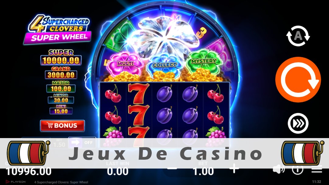 Démo de la machine à sous 4 Supercharged Clovers Super Wheel