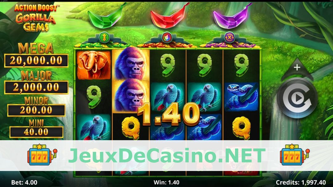 Démo de la machine à sous Action Boost Gorilla Gems