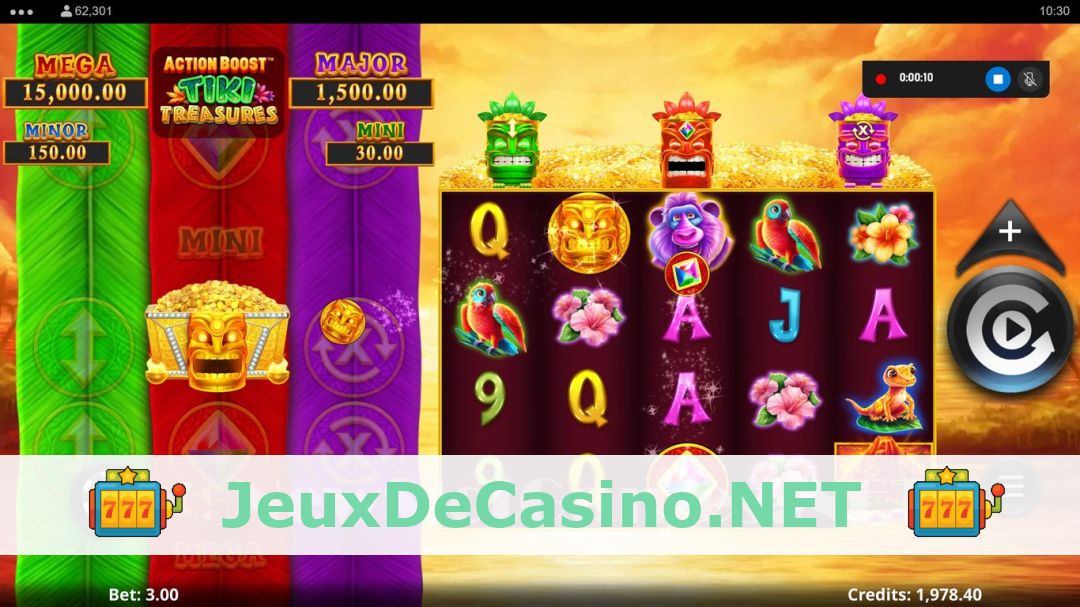 Démo de la machine à sous Action Boost Tiki Treasures