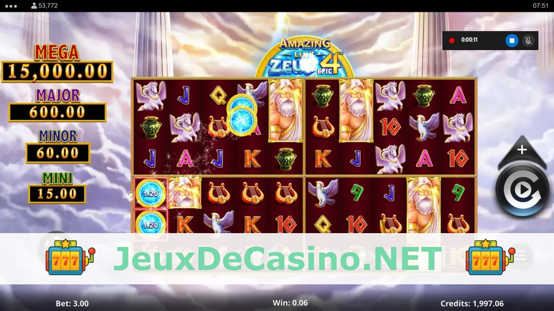 Démo de la machine à sous Amazing Link Zeus Epic 4