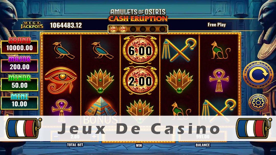 Démo de la machine à sous Cash Eruption MegaJackpots Amulets of Osiris