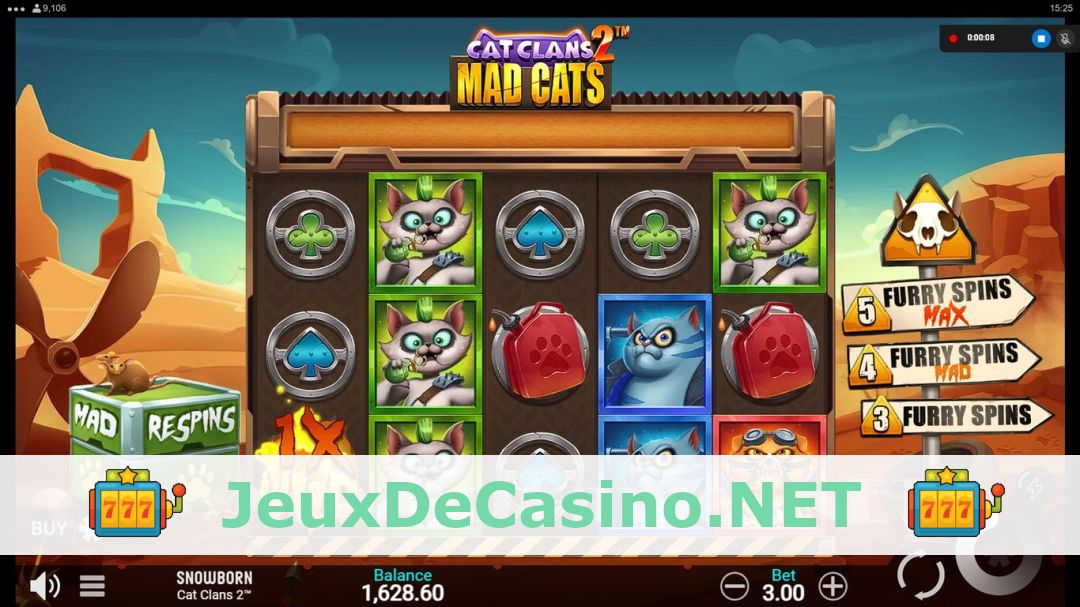 Démo de la machine à sous Cat Clans 2 Mad Cats