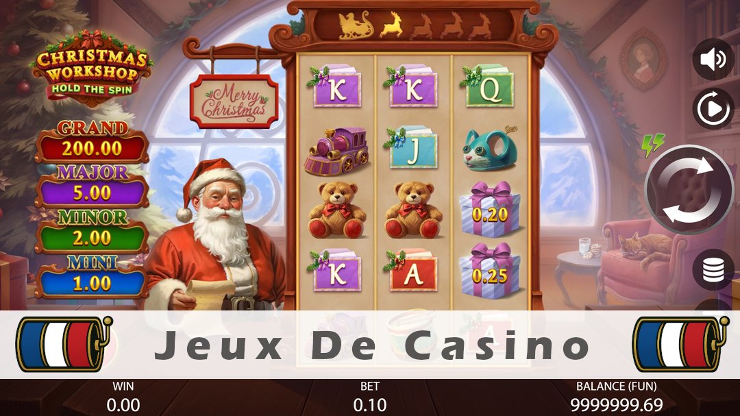 Démo de la machine à sous Christmas Workshop Hold the Spin