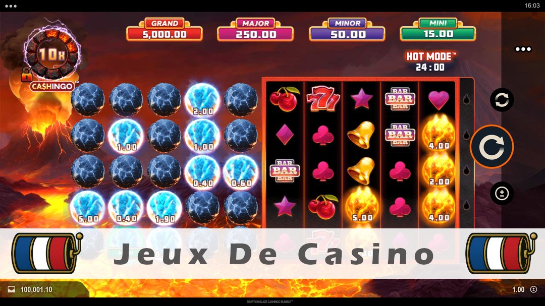 Démo de la machine à sous Eruption Blaze CASHINGO Rumble