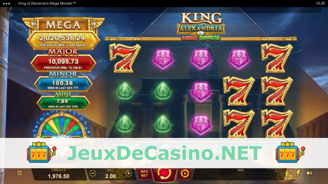 Démo de la machine à sous King of Alexandria Mega Moolah