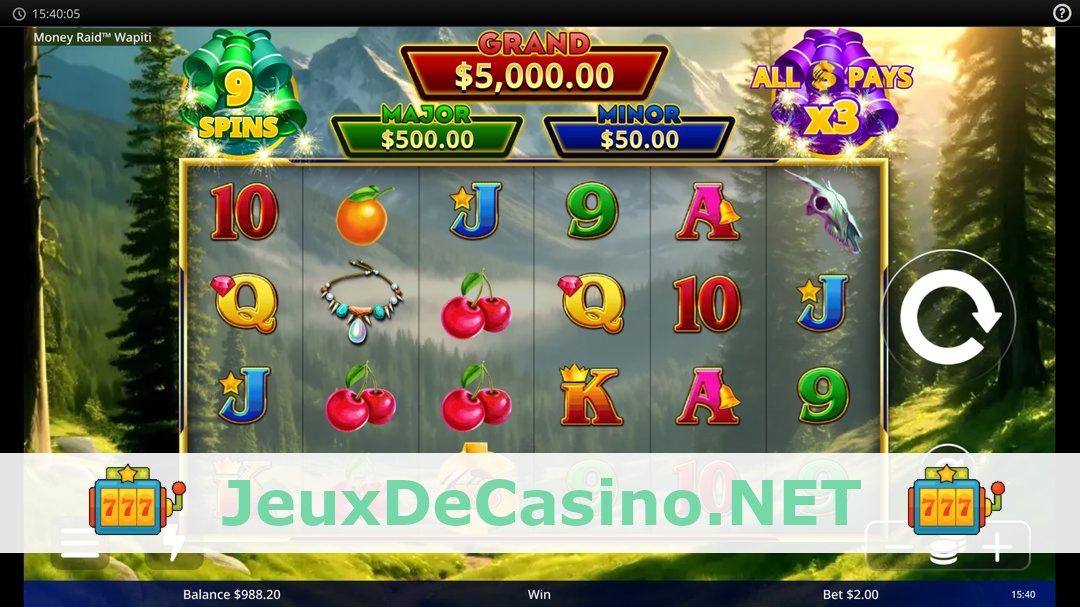 Démo de la machine à sous Money Raid Wapiti